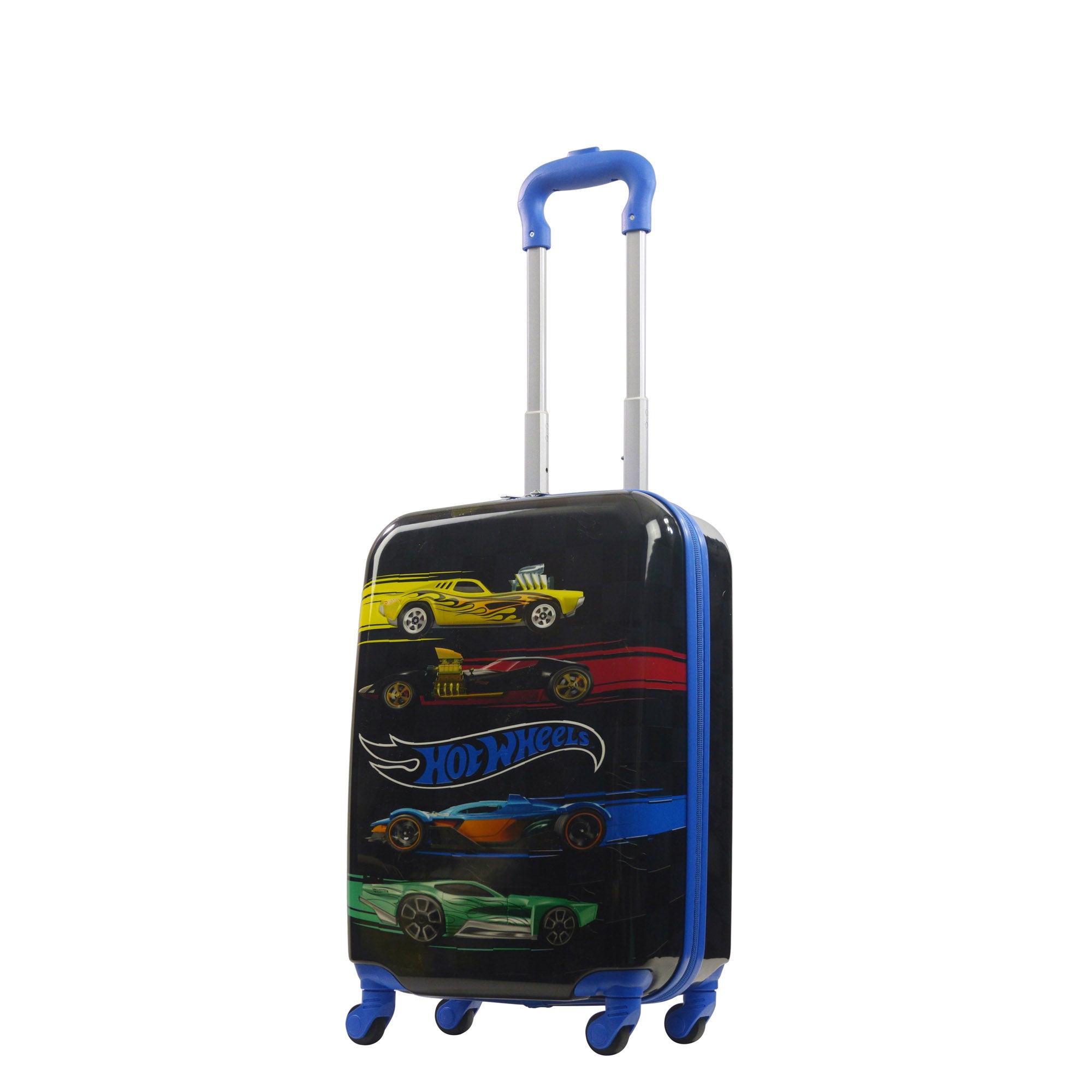 MATTEL Ful Hot Wheels 20.5" Black and Blue Kids Spinner Suitcase Rolling Carry-on Luggage