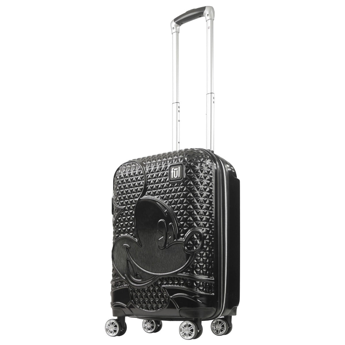 Adult Disney Luggage Mickey Mouse Texture Rolling Hard Sided Carry-on Spinner Suitcase Black 22.5"