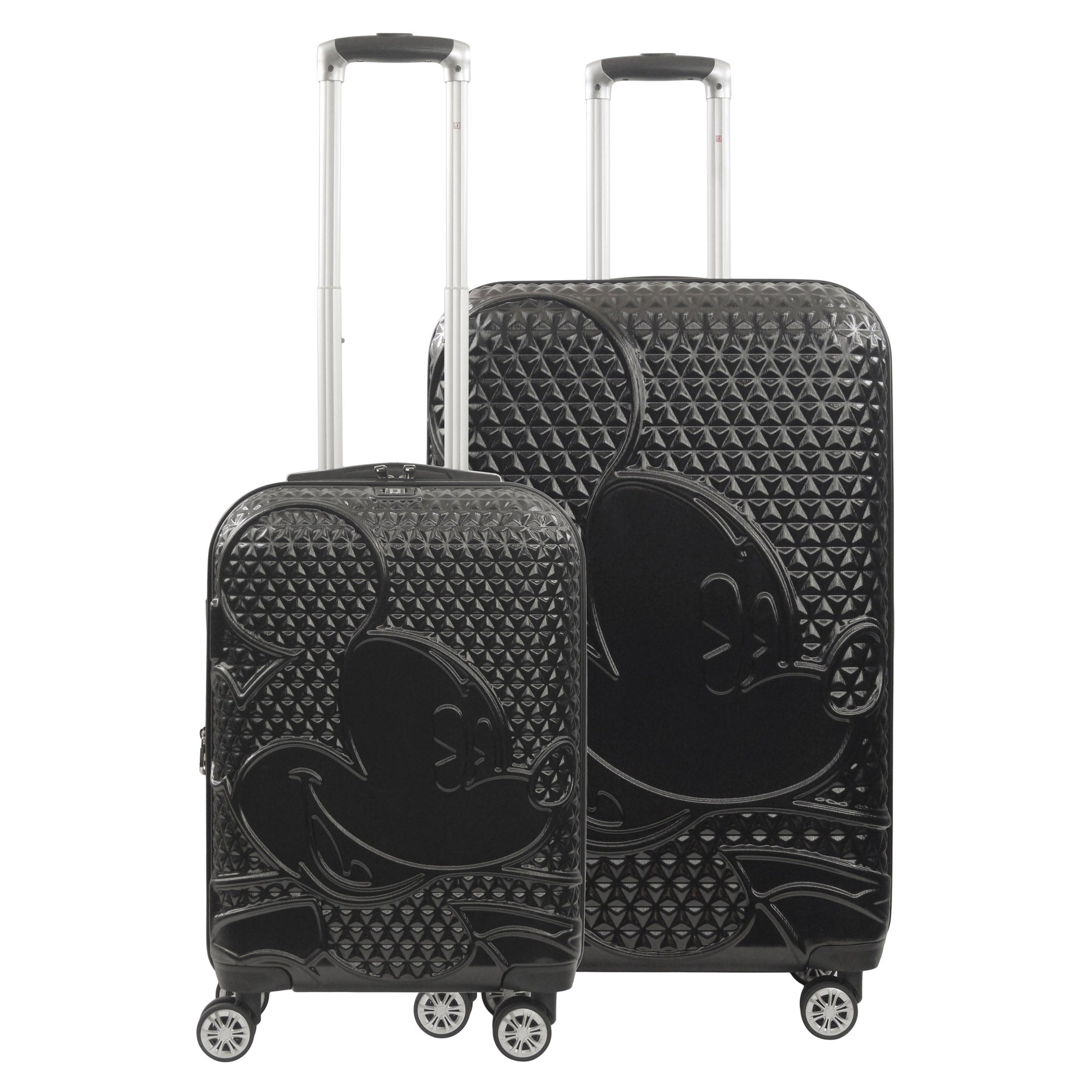 Black Disney Mickey Mouse hard-sided 2 piece rolling luggage set 8 spinner wheel
