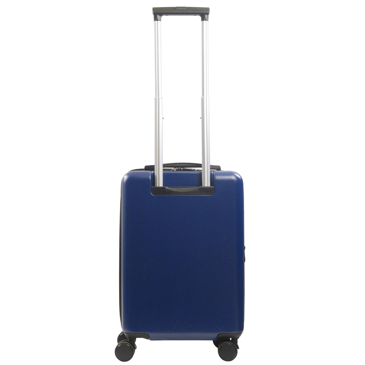 Care Bears 22.5" blue carry-on luggage spinner suitcase, showcasing the beloved Cheer Bear, Funshine Bear, and Grumpy Bear sitting atop floating clouds.