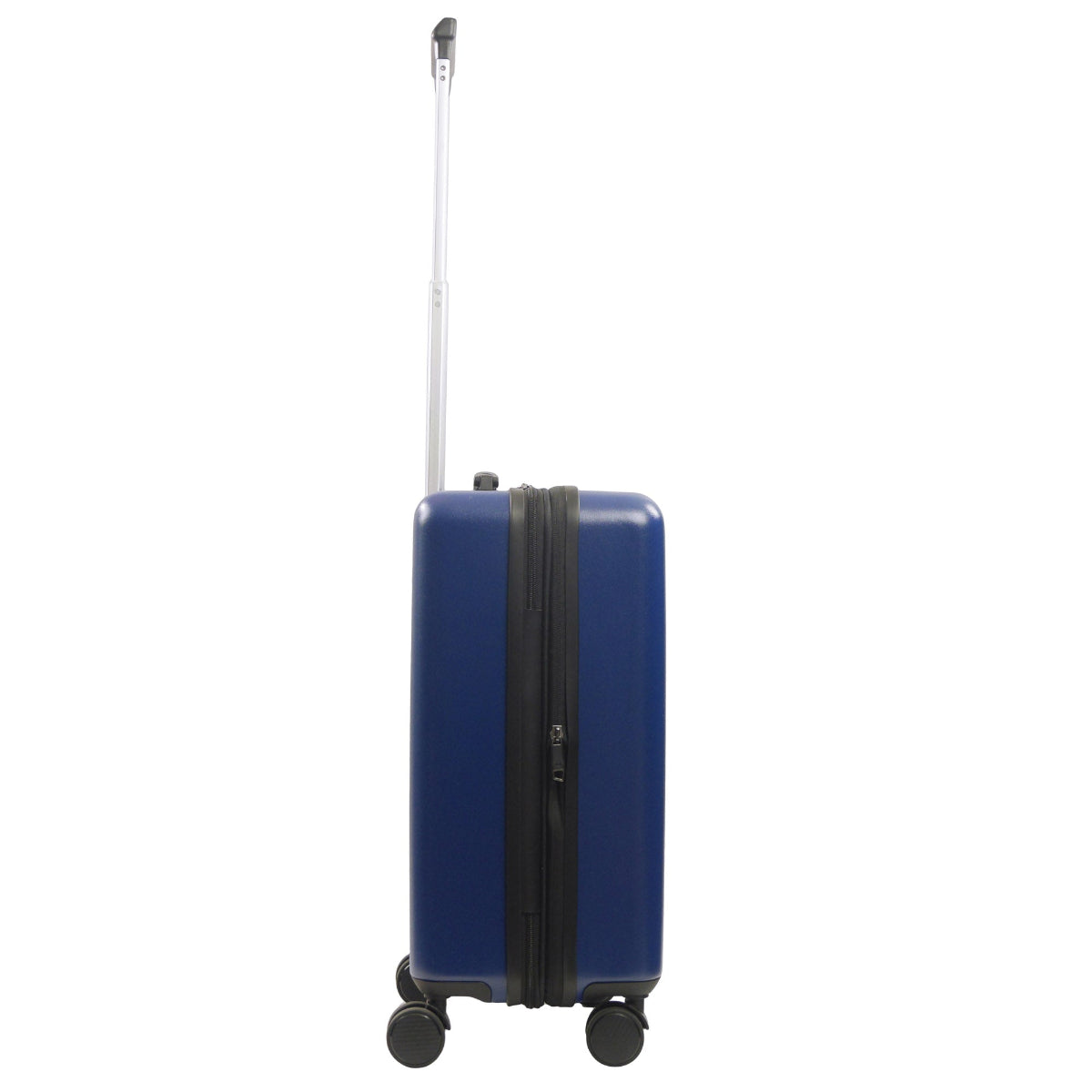 Care Bears 22.5" blue carry-on luggage spinner suitcase, showcasing the beloved Cheer Bear, Funshine Bear, and Grumpy Bear sitting atop floating clouds.