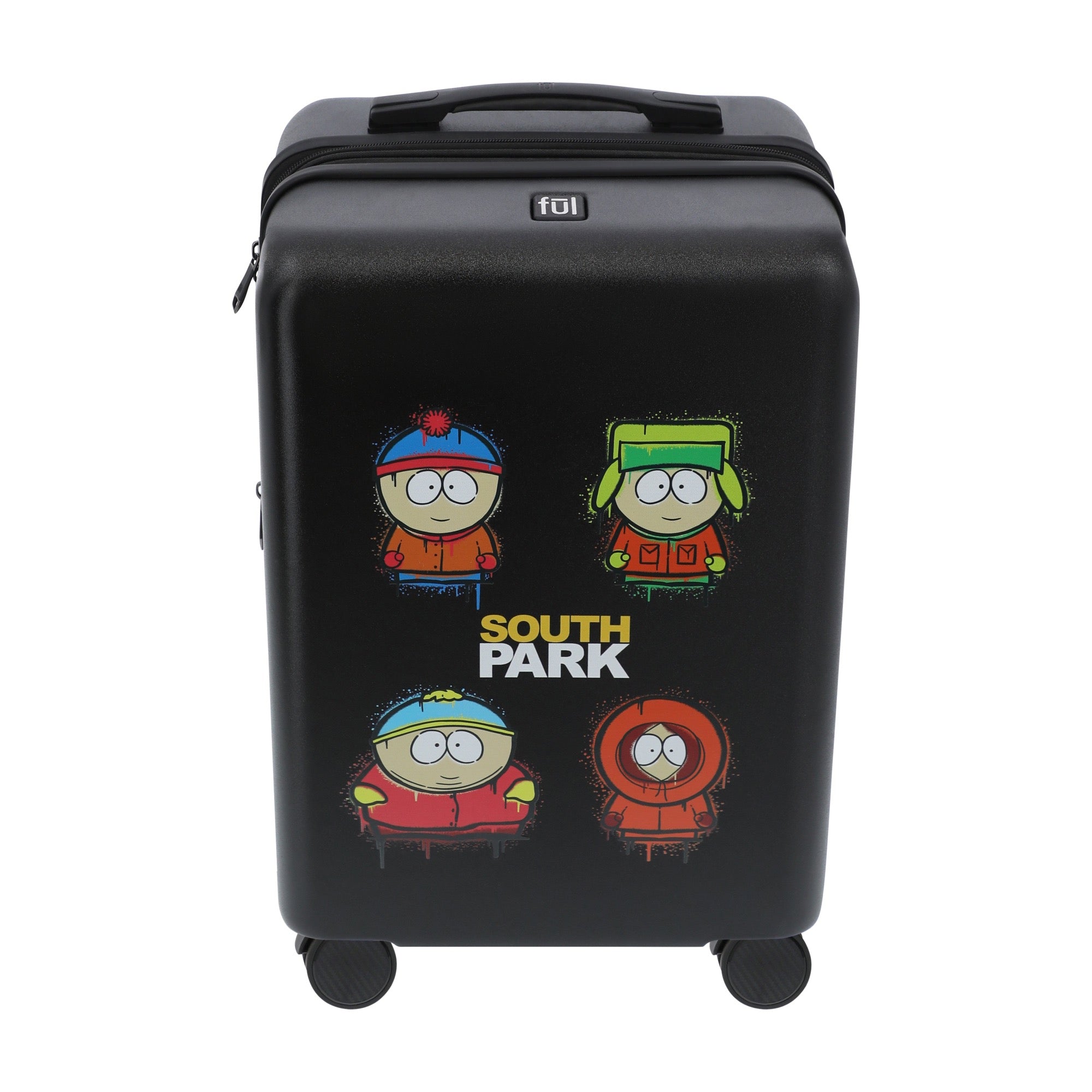 Black 22.5" Paramount South Park carry-on spinner suitcase rolling luggage by Ful