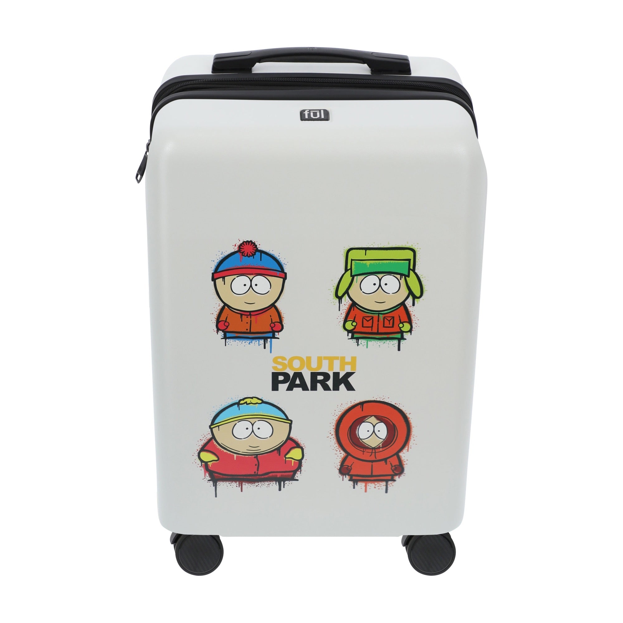 22.5" White paramount south park carry-on spinner suitcase rolling luggage by Ful
