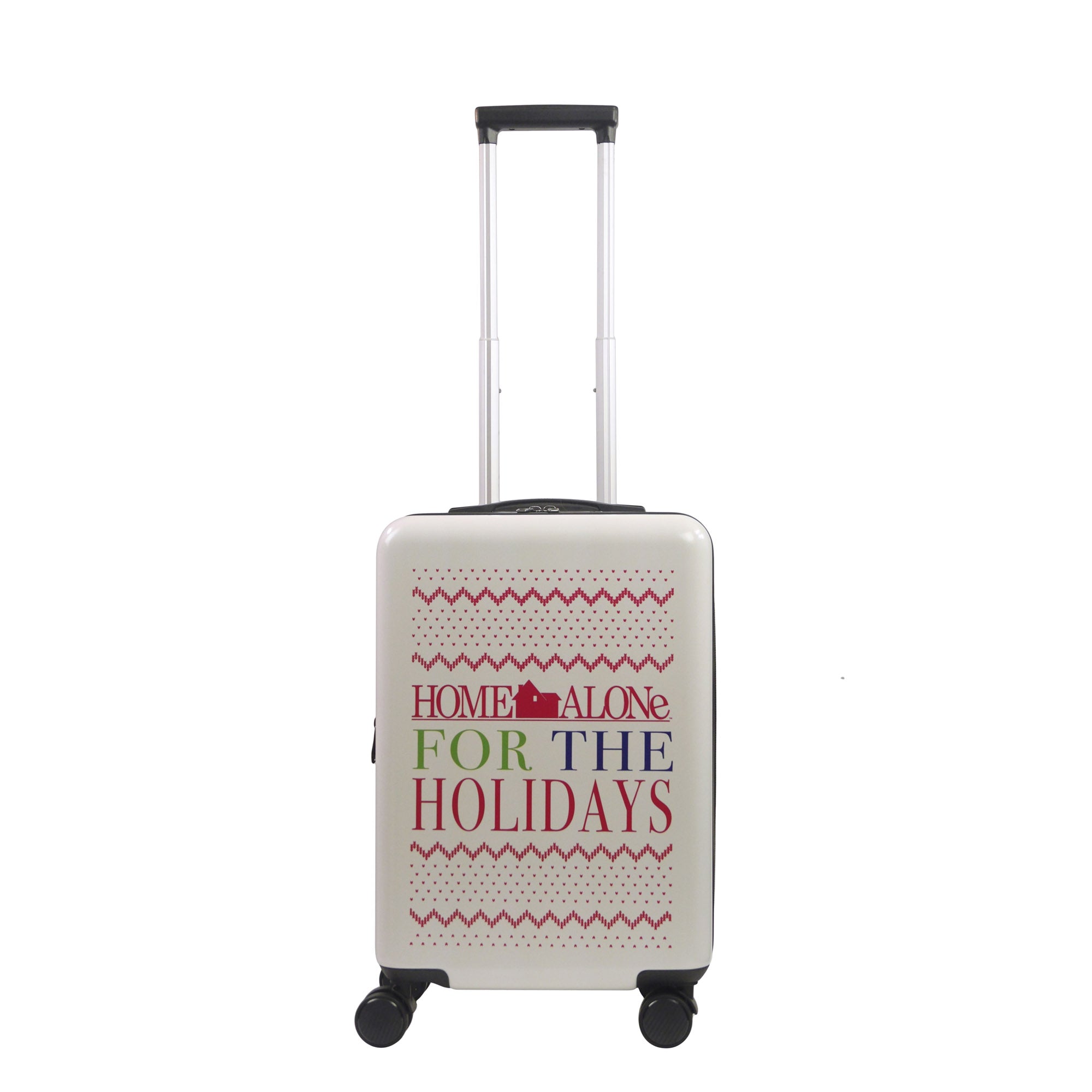 Home Alone Ful 22.5" Carry-On  Home Alone For the Holidays logo White Spinner Suitcase Hard Side Rolling Luggage