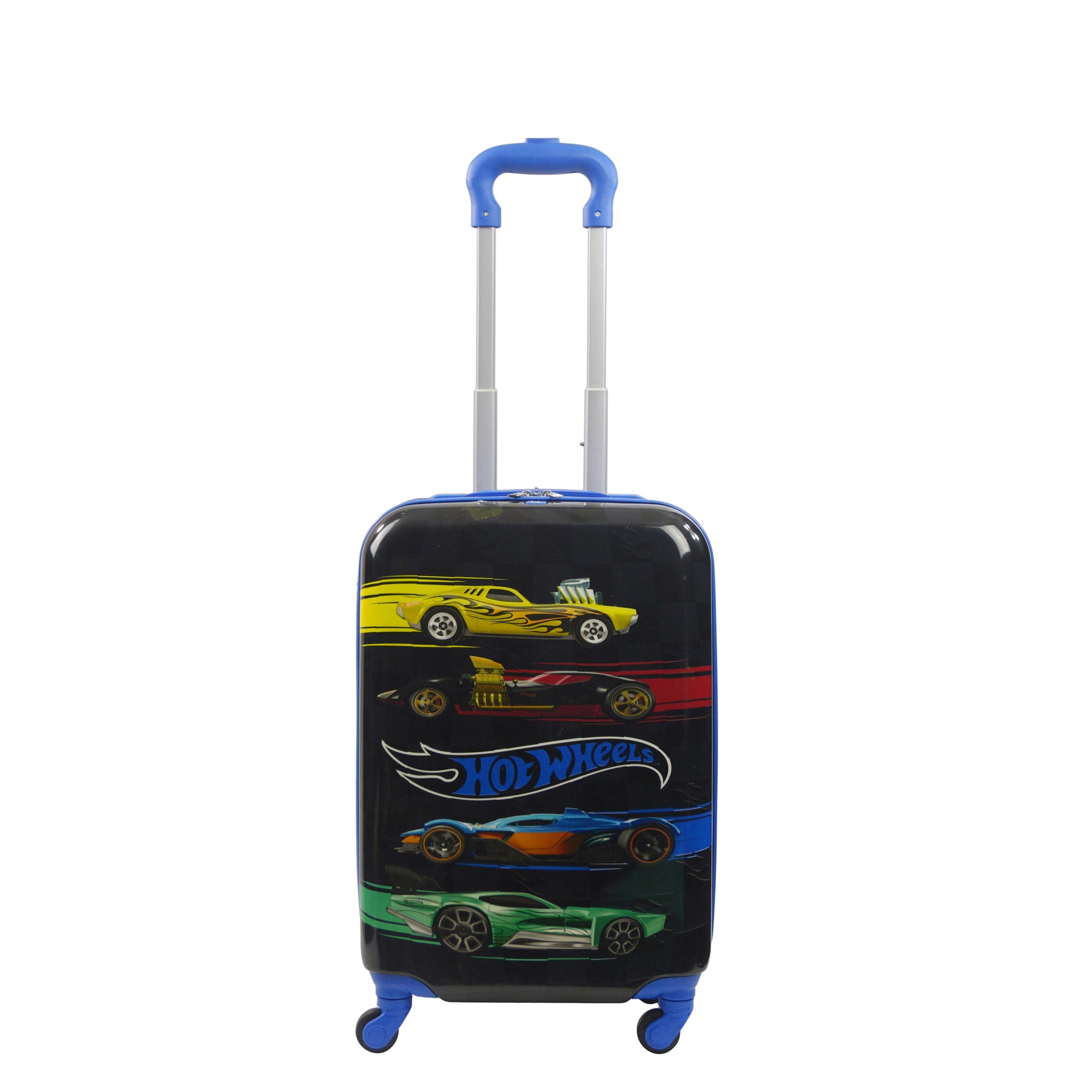 MATTEL Ful Hot Wheels 20.5" Black and Blue Kids Spinner Suitcase Rolling Carry-on Luggage