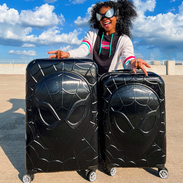 Spiderman black luggage spinner suitcases carry-on and checked bag