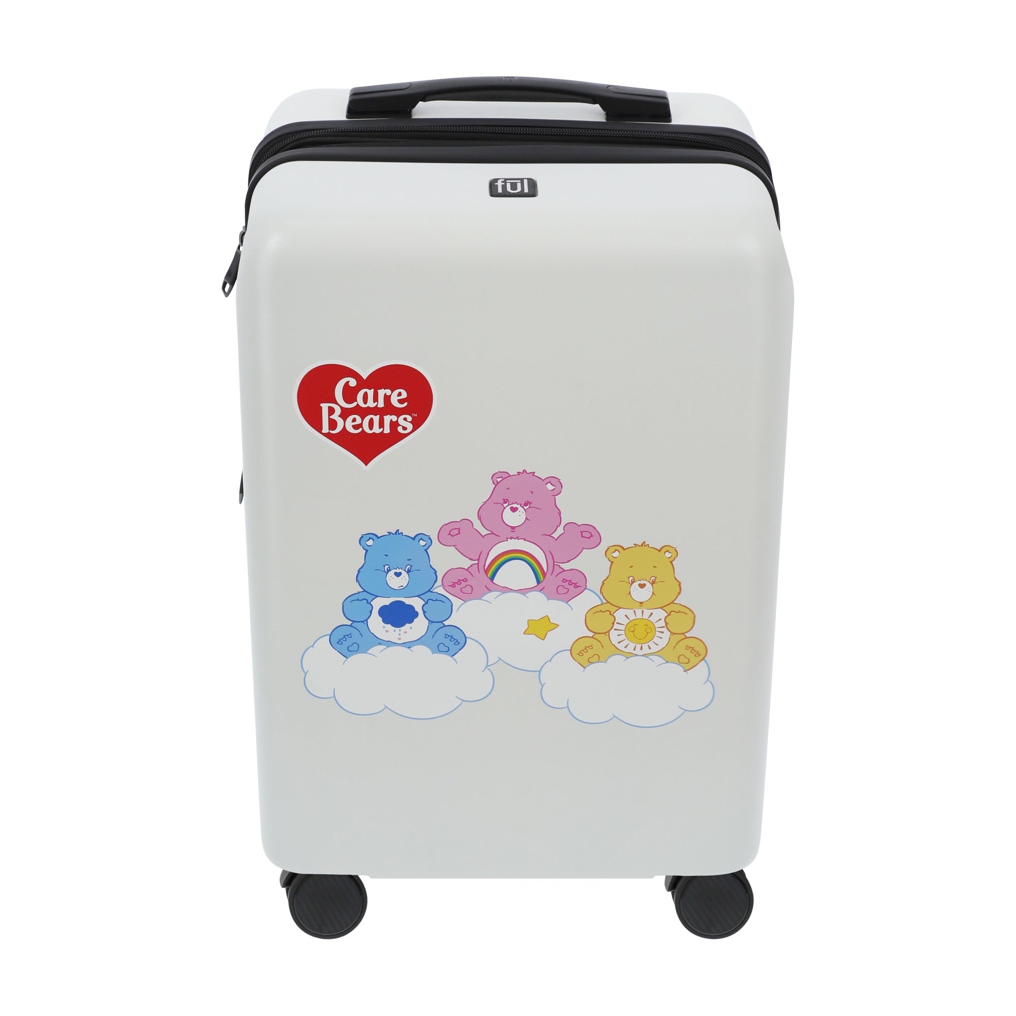 White Cloudco Care Bears 22.5" carry-on spinner suitcase rolling luggage by Ful
