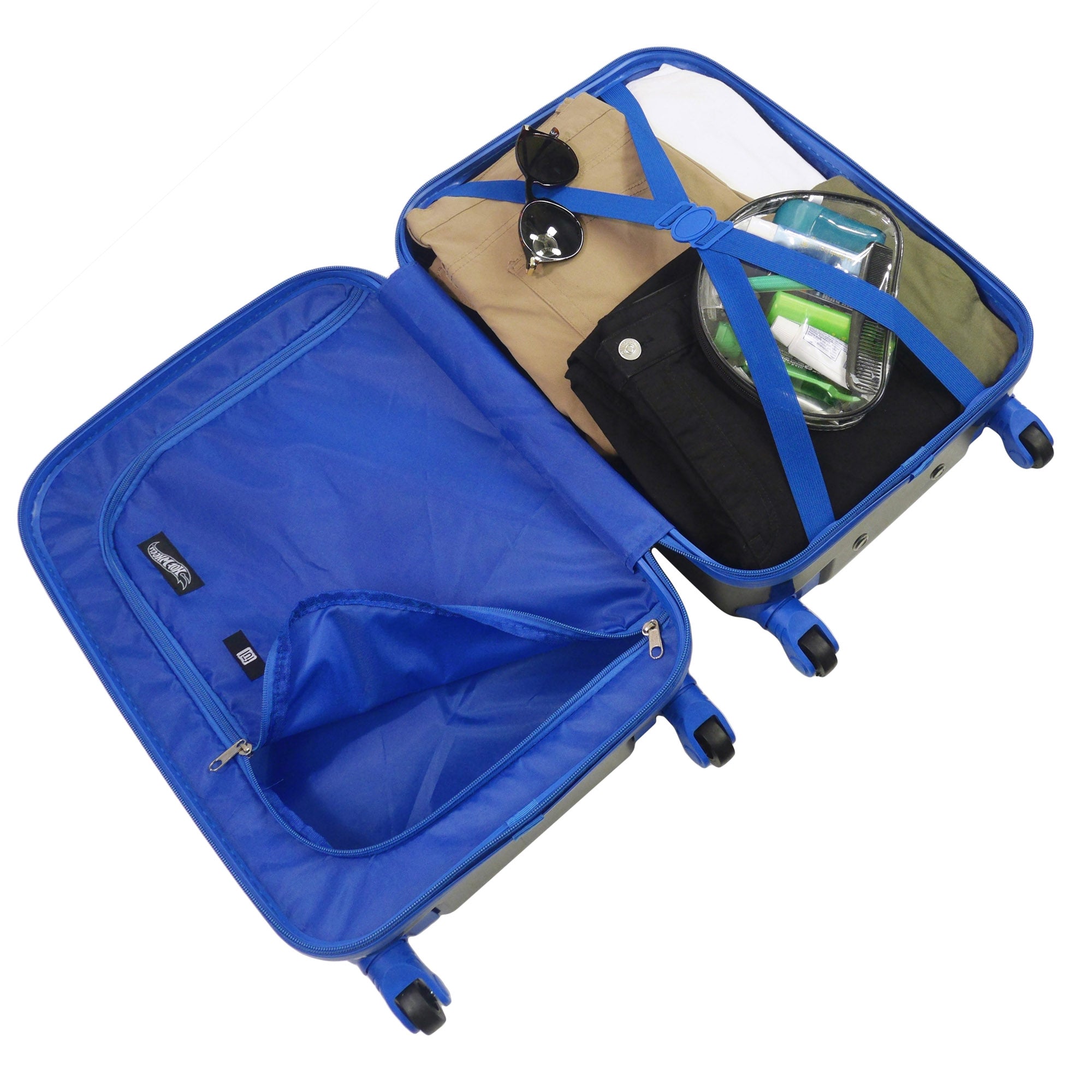 MATTEL Ful Hot Wheels 20.5" Black and Blue Kids Spinner Suitcase Rolling Carry-on Luggage