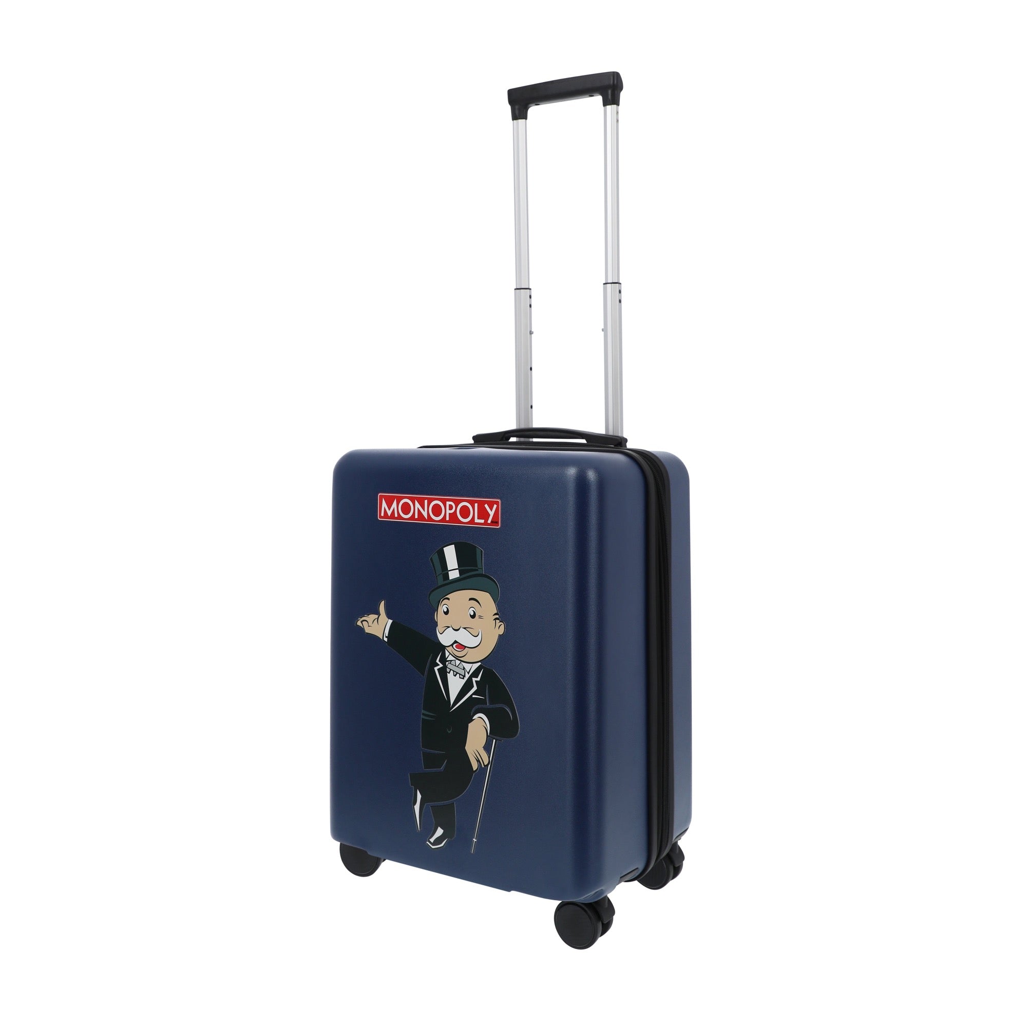 22.5" Navy blue Hasbro Monopoly carry-on spinner suitcase rolling luggage by Ful