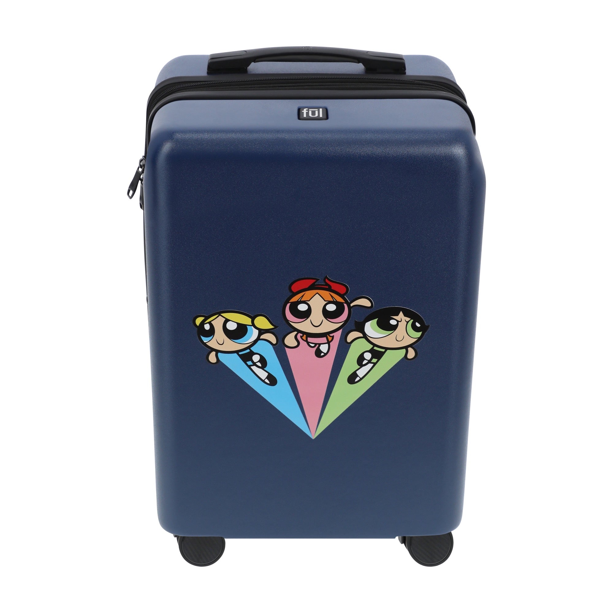 Navy blue WB powerpuff girls 22.5" carry-on spinner suitcase rolling luggage by Ful