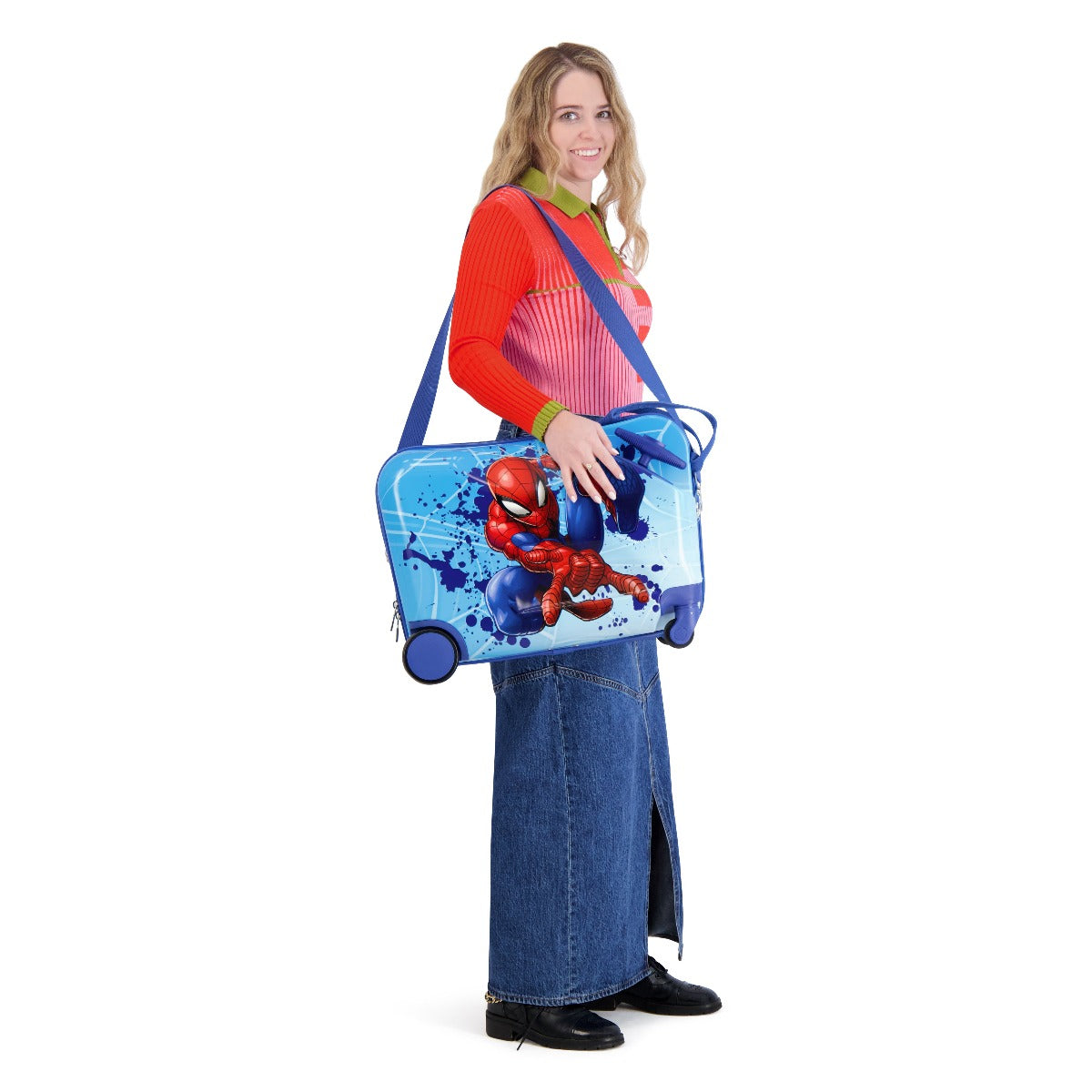 Kids Ful Marvel Spiderman 14.5" ride-on carry-on hard shell rolling luggage spinner suitcase