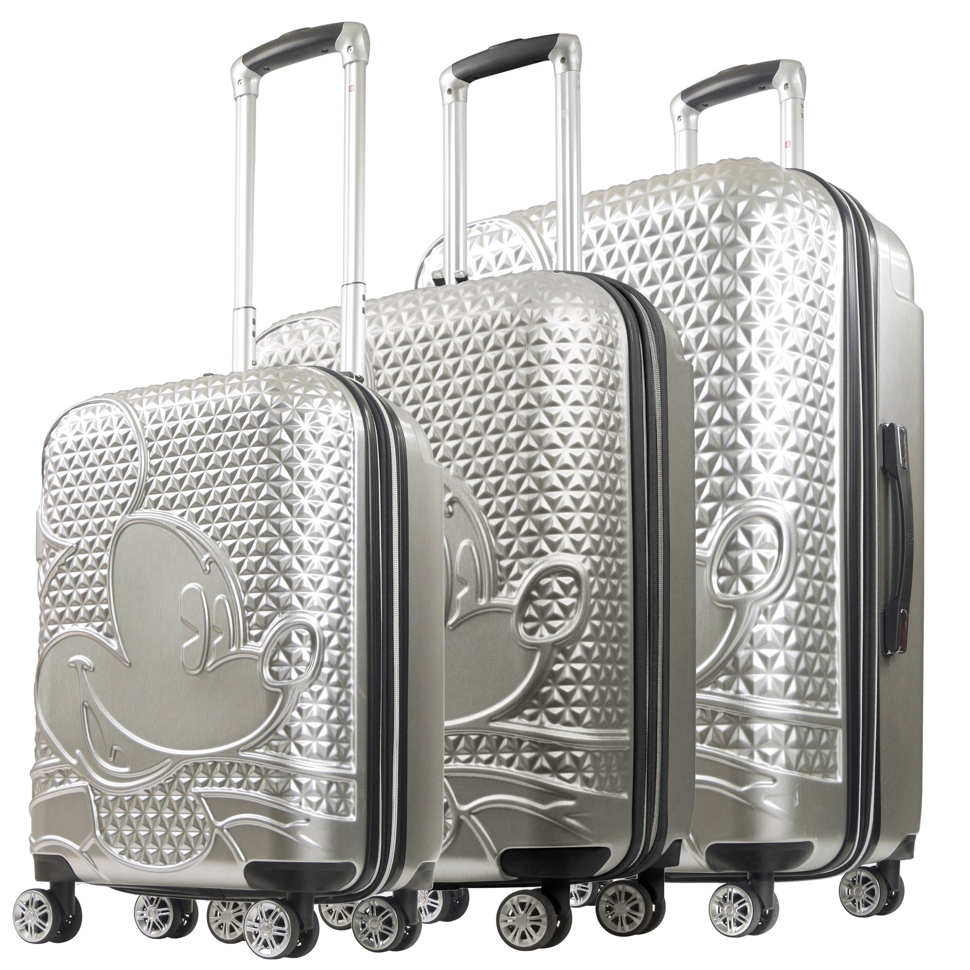 Disney Mickey Mouse Rolling Suitcases 3 Piece Set Silver