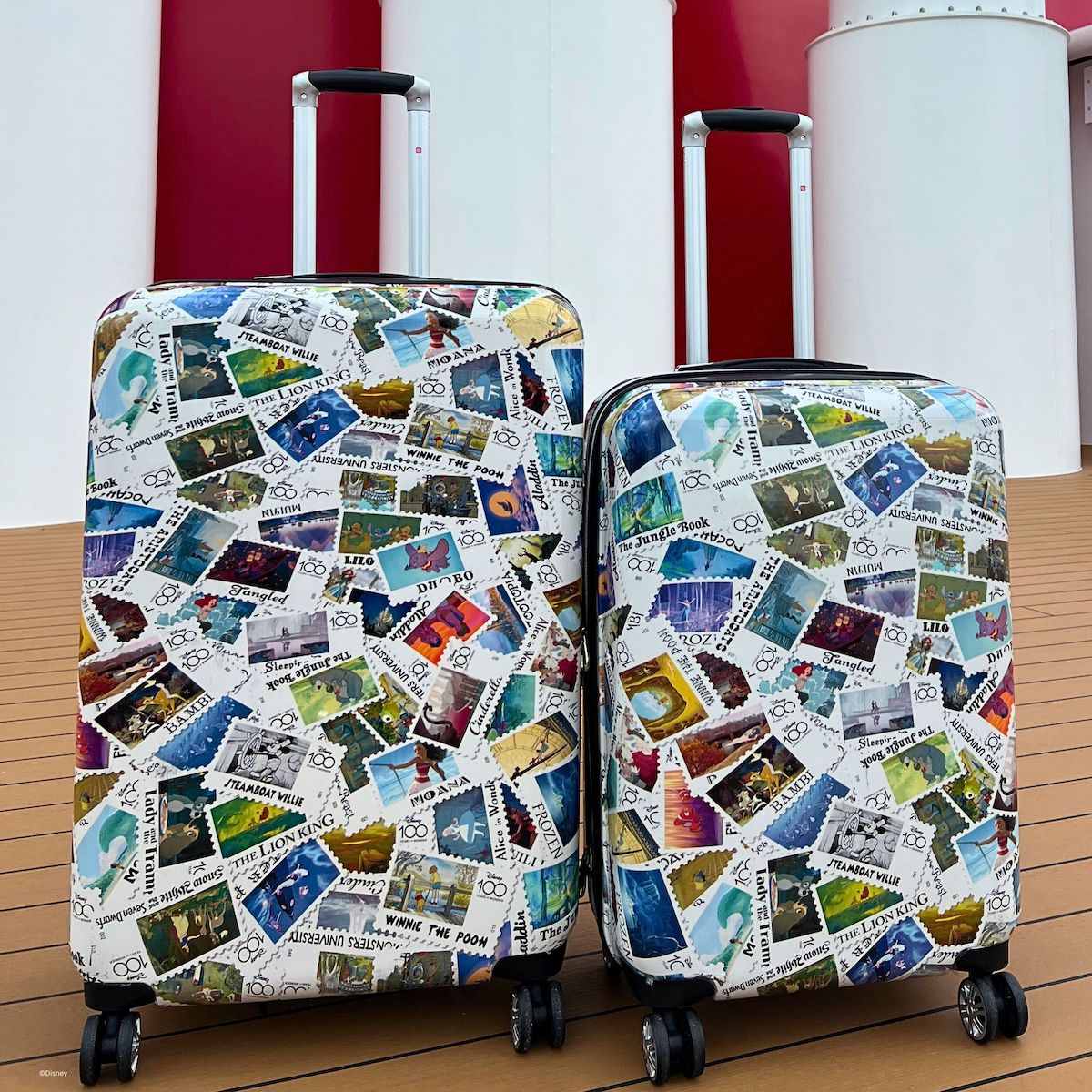 Ful Disney stamps abs hardsided spinner suitcase 26" checked & 22" carry-on rolling luggage limited edition