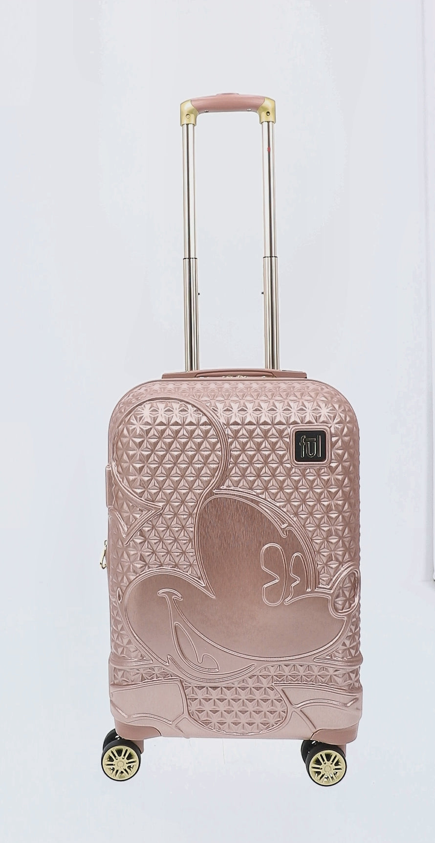 Adult Disney Luggage Mickey Mouse Texture Rolling Hard Sided Rose Gold 26" Suitcase