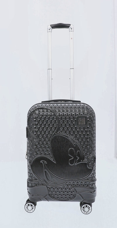 Adult Disney Luggage Mickey Mouse Texture Rolling Carry-on Hard Sided Spinner Black 26" Rolling Suitcase Ful