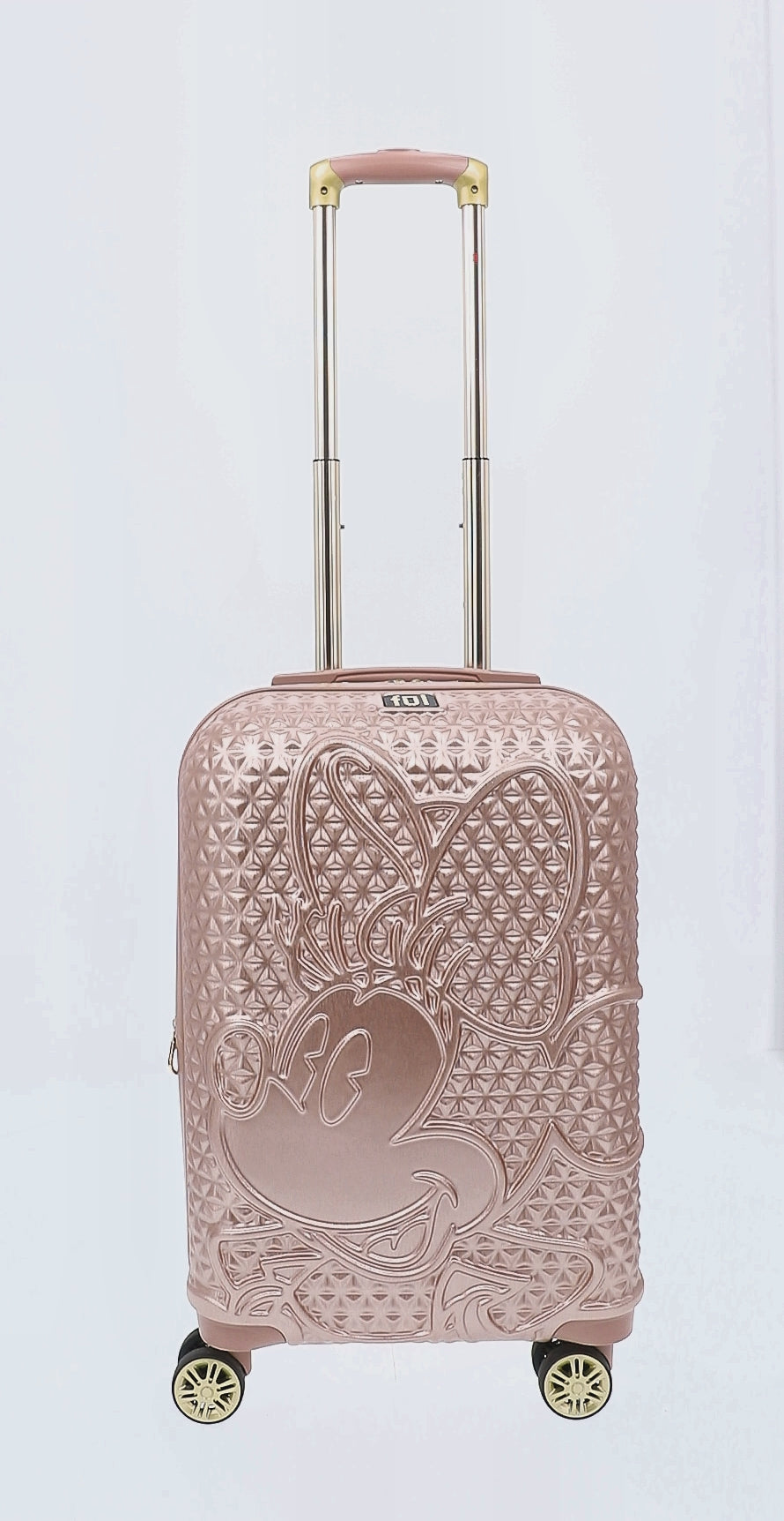 Rose Gold Disney Minnie FŪL Minnie Mouse Texture Beveled Luggage 3 Piece Set Spinner Suitcases Carry-on 22.5-inch and checked baggage