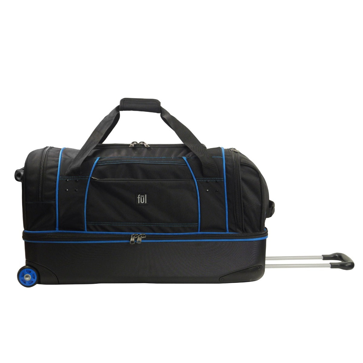 Black Ful Workhorse 30" Extra Large Split Level Wheeled Carry-on Rolling Duffle Bag Black 