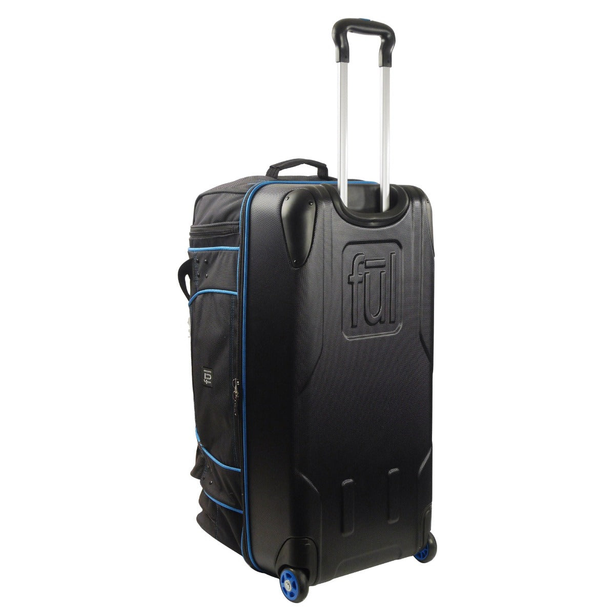Black Ful Workhorse 30" Extra Large Split Level Wheeled Carry-on Rolling Duffle Bag Black with Blue Details