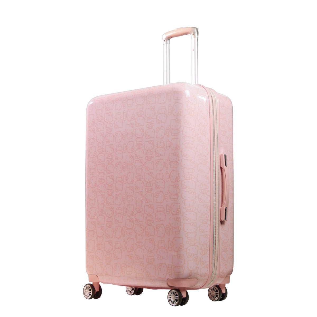 Hello Kitty Pose All Over Print 29.5 inch Hard-Sided Luggage Pink Checked Spinner Suitcase Ful