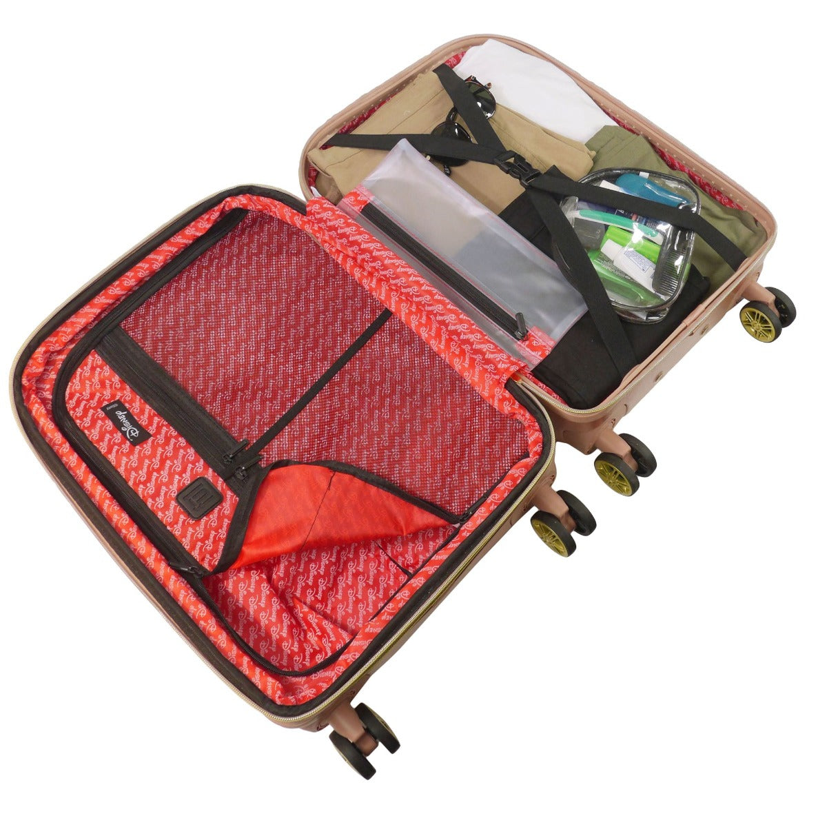 Adult Disney Luggage Mickey Mouse Texture Rolling Hard Sided Rose Gold 26" Suitcase