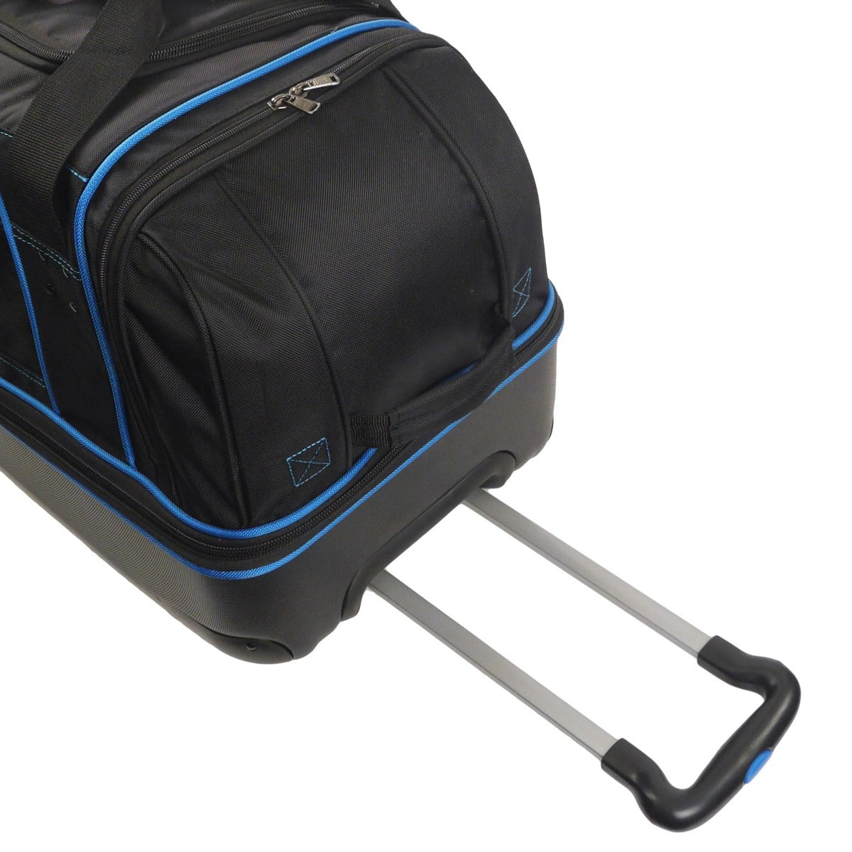 Black Ful Workhorse 30" Extra Large Split Level Wheeled Carry-on Rolling Duffle Bag Black with Blue Detail